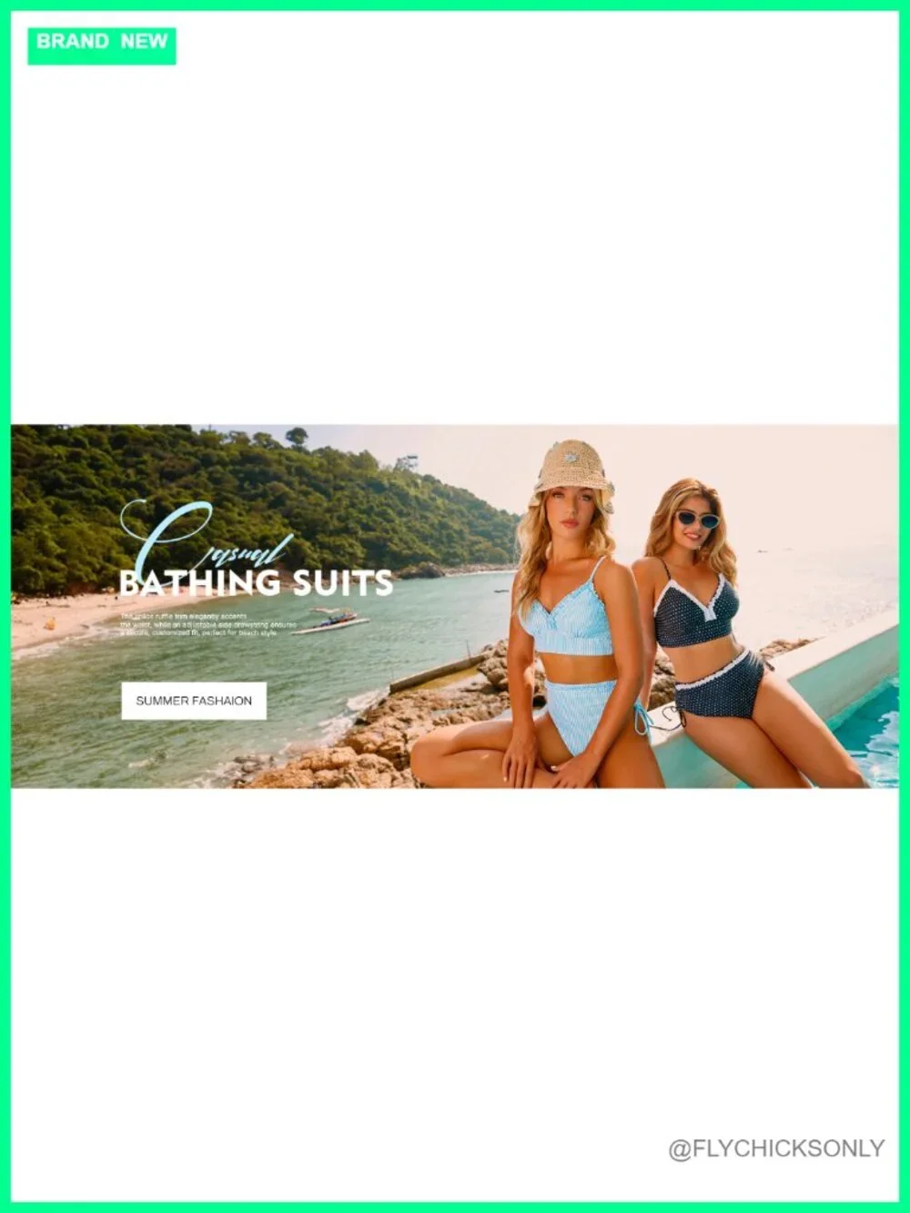 Women's Splice Ruffle Trim High Waisted Bikini Set Tie Side Swimsuits